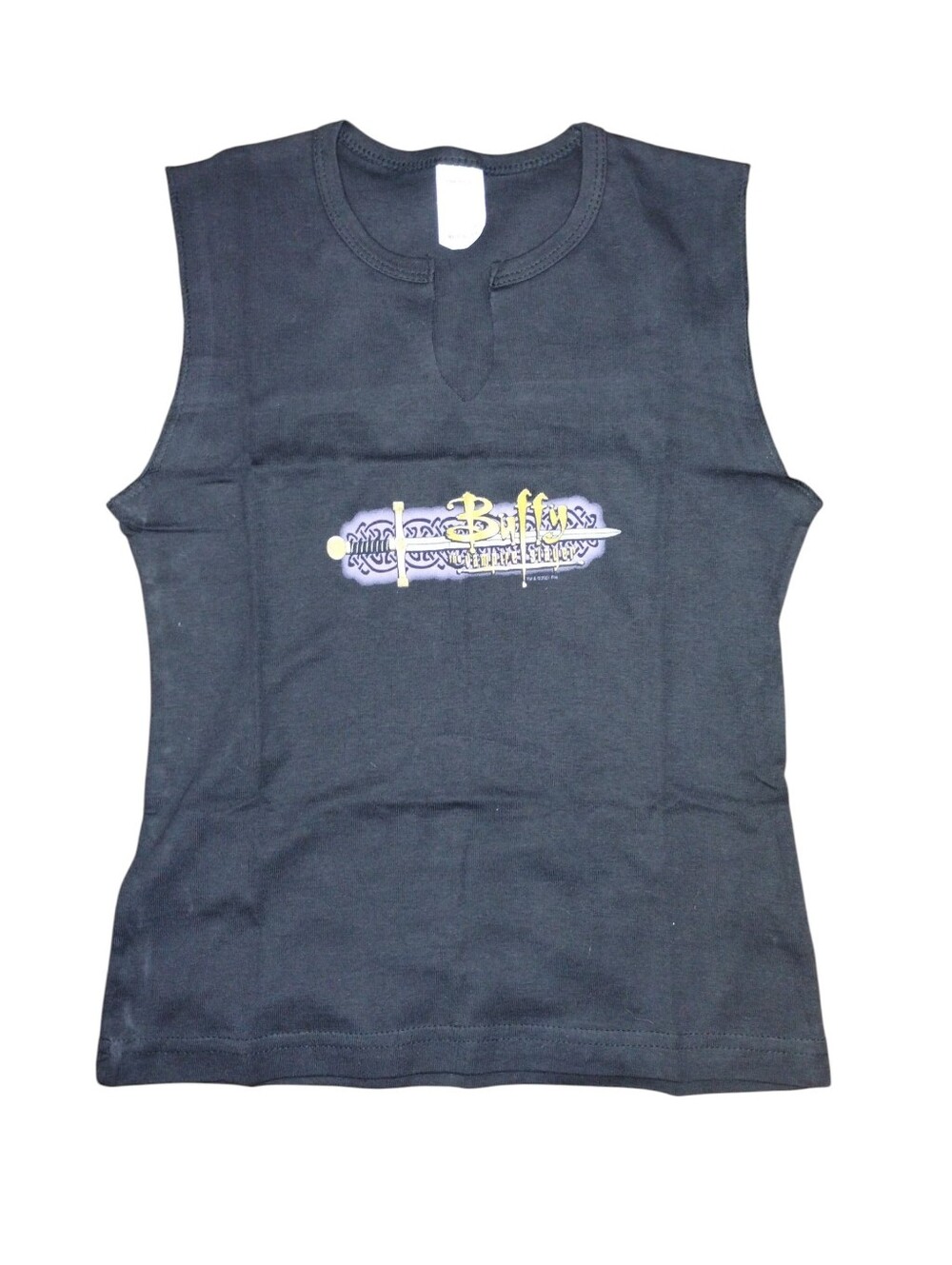 Vtg Y2k Buffy The Vampire Slayer Tee sleeveless V-neck Black Cotton Fox Mint